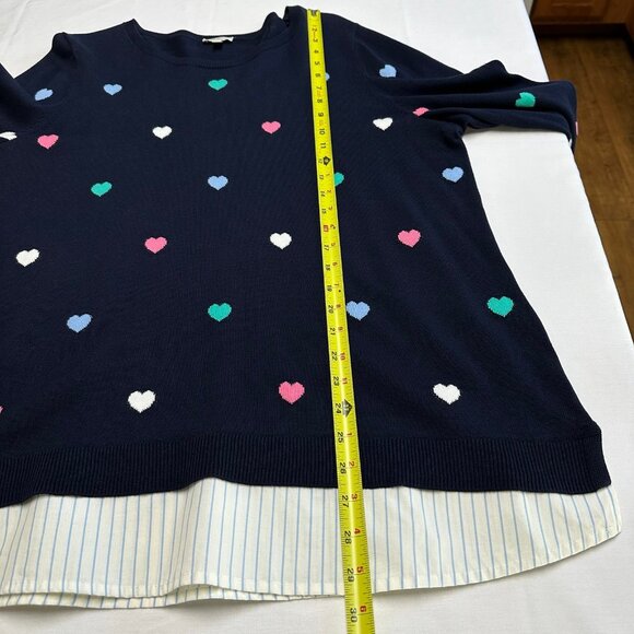 Talbots Womens Heart Knit Sweater Size 3X Multicolor Crewneck Preppy Valentines - Picture 4 of 6